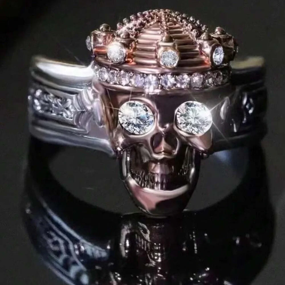 King Skull Ring, Skull Crown Ring, Crowned Skull Ring, Skeleton Ring
